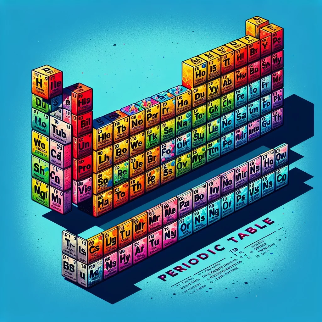 Illustration of the periodic table displaying 118 chemical elements from hydrogen to oganesson.