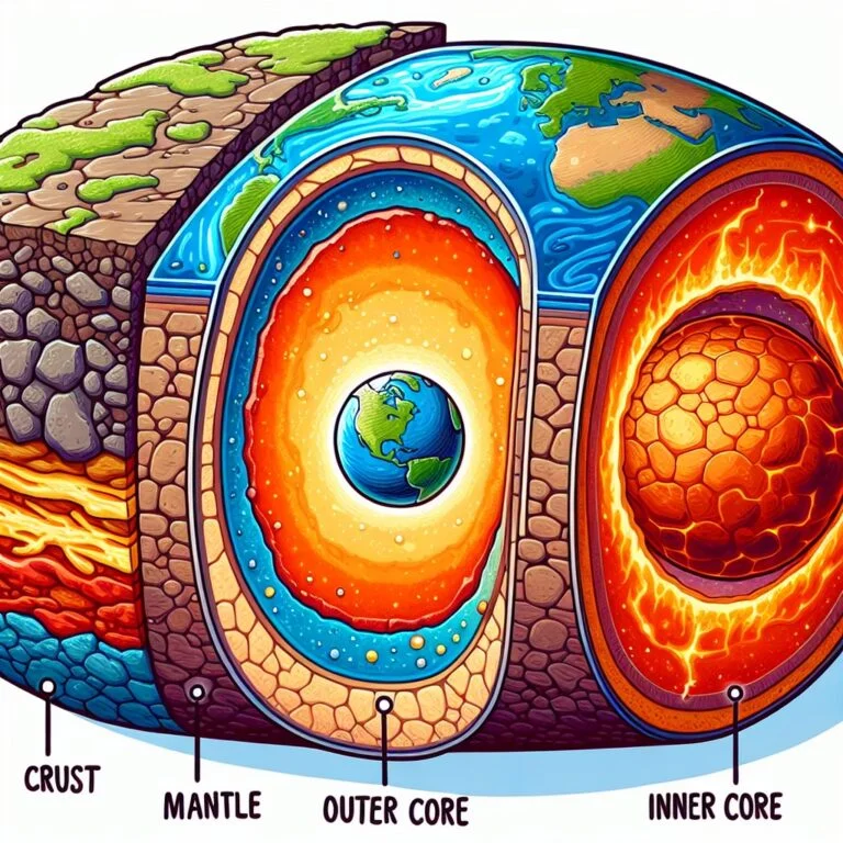 Illustration of Earth's four main layers: crust
