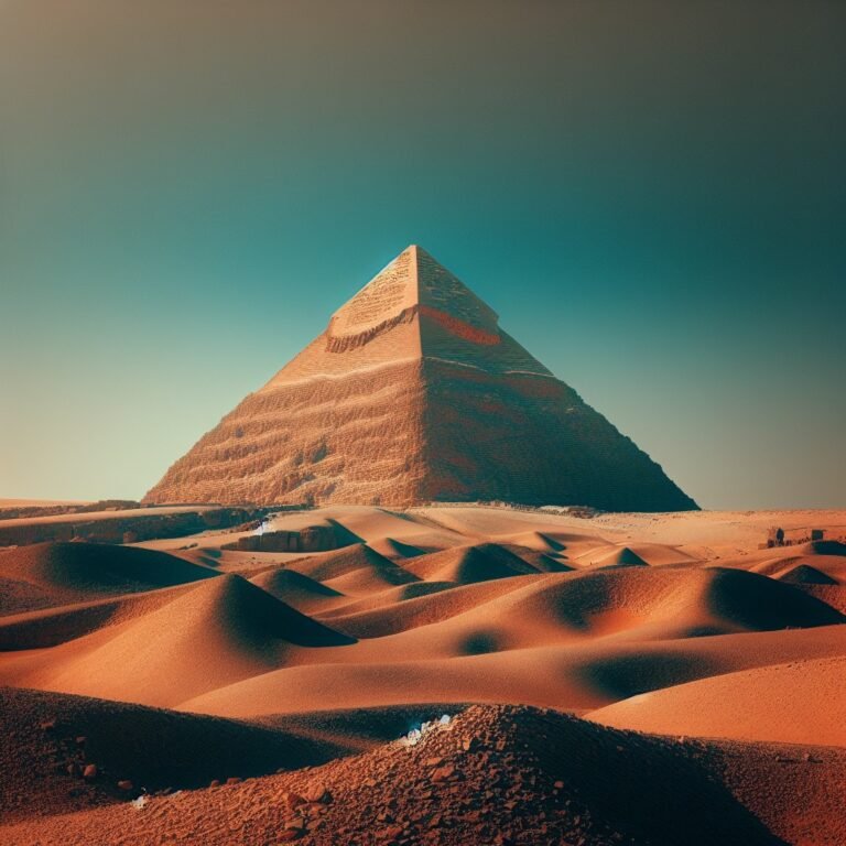 Great Pyramid of Giza against a clear blue sky