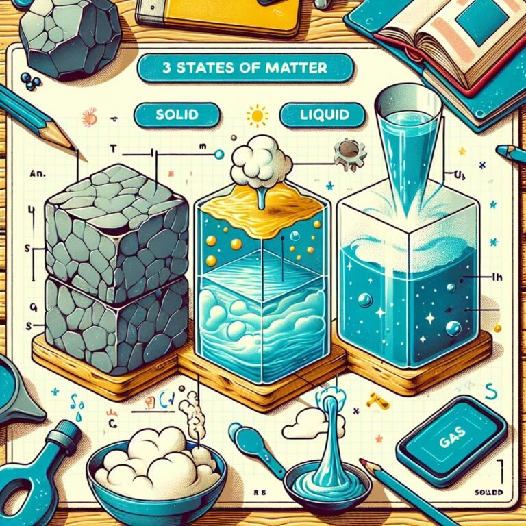 Illustration showing the three states of matter: solid