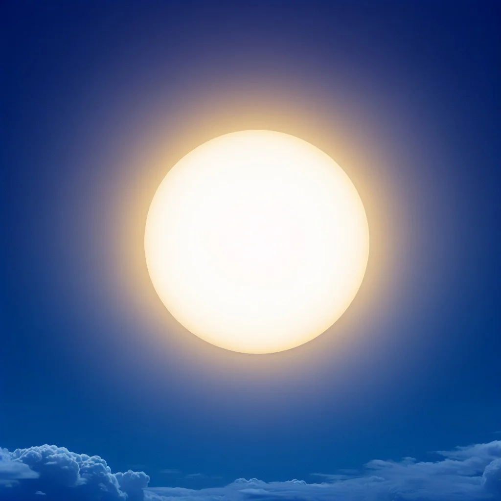 What Color Is The Sun 4 Bright white sun glowing in a clear blue sky