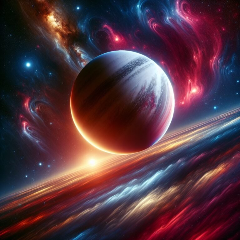 What Is An Exoplanet 2 Illustration of an exoplanet orbiting a distant star in a vibrant galaxy.