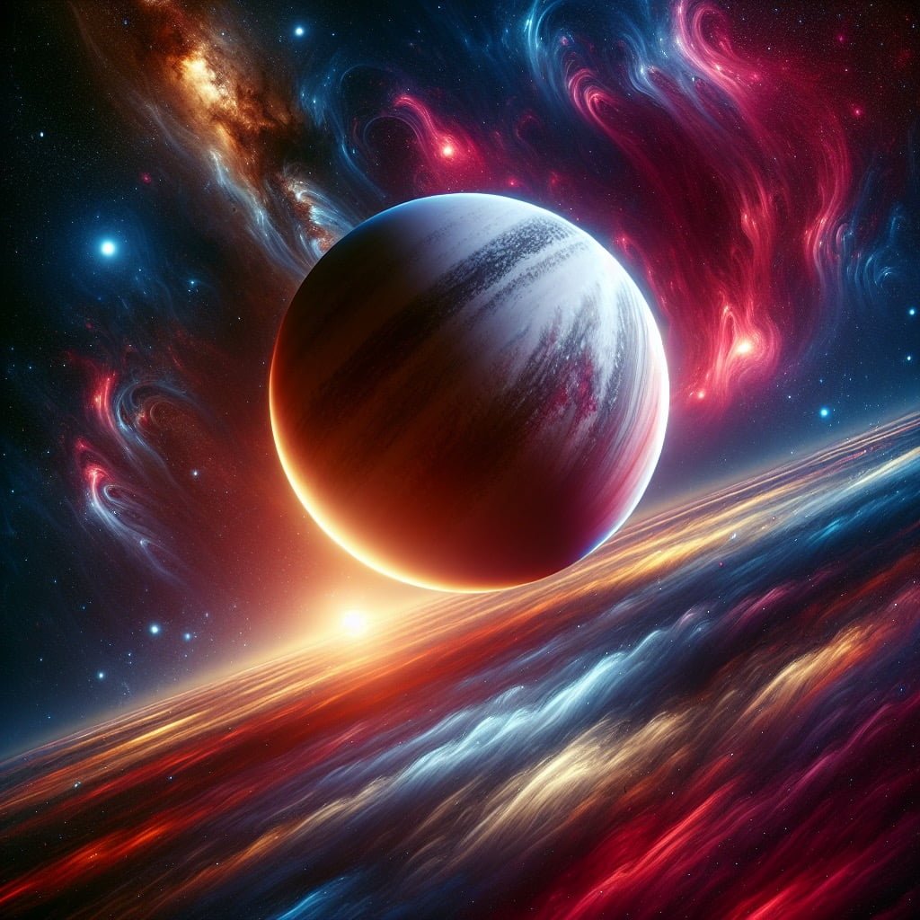 What Is An Exoplanet 6 Illustration of an exoplanet orbiting a distant star in a vibrant galaxy.