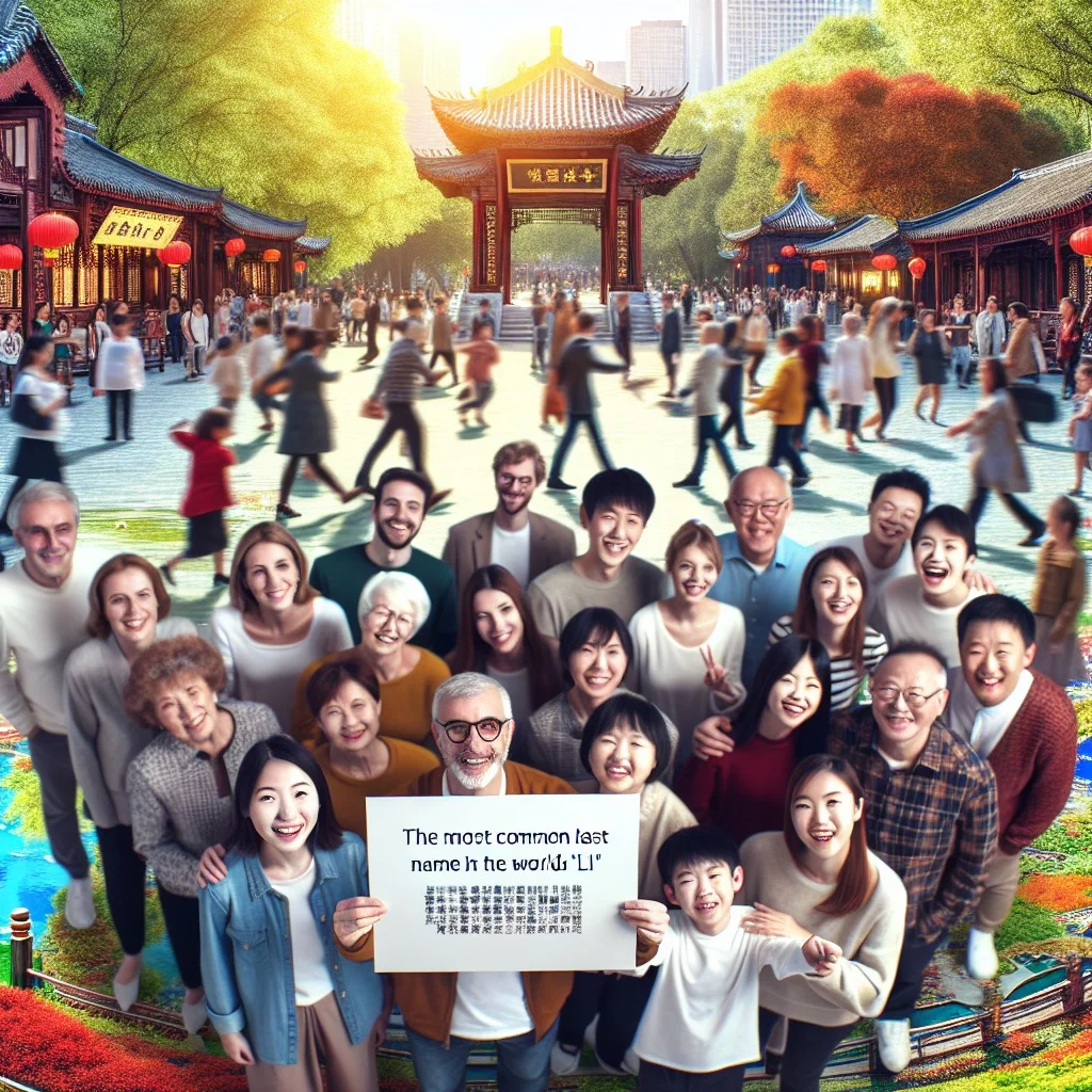 A group of people with the last name 'Li' smiling together in a park in China.