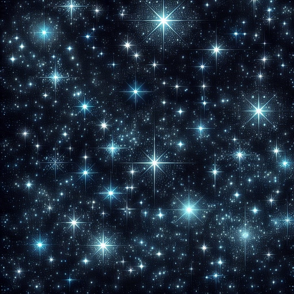 Stars twinkling in a night sky with varying brightness and twinkling effect.