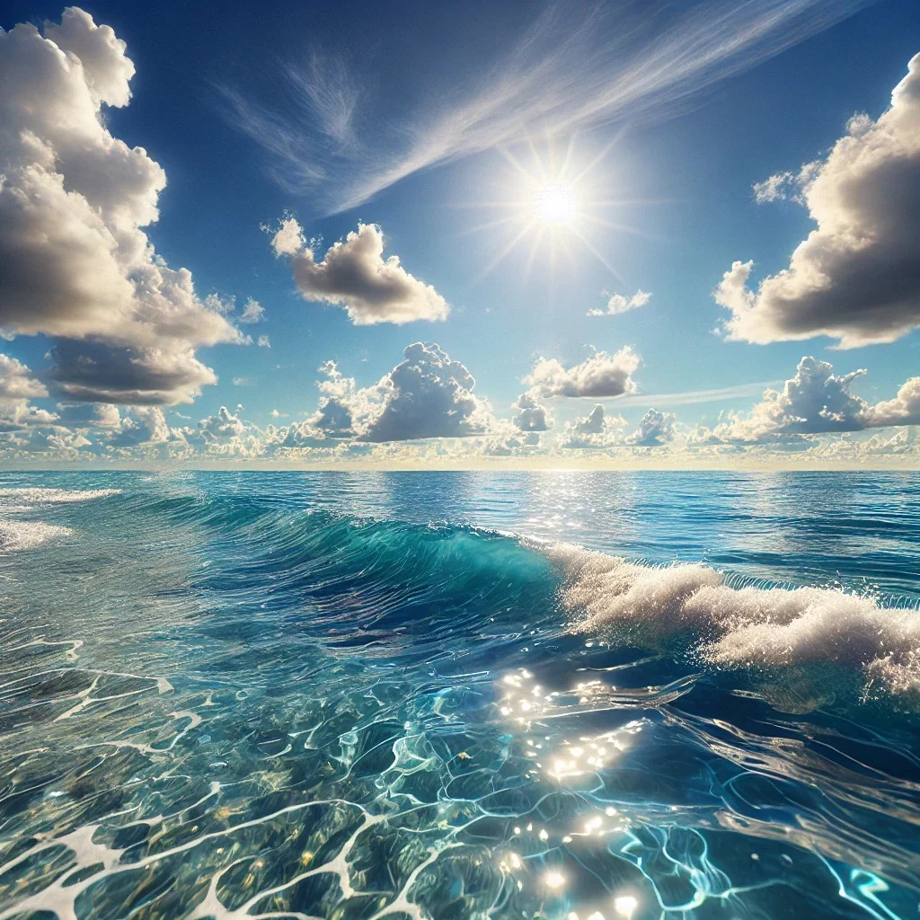 Ocean waves glistening under the sun