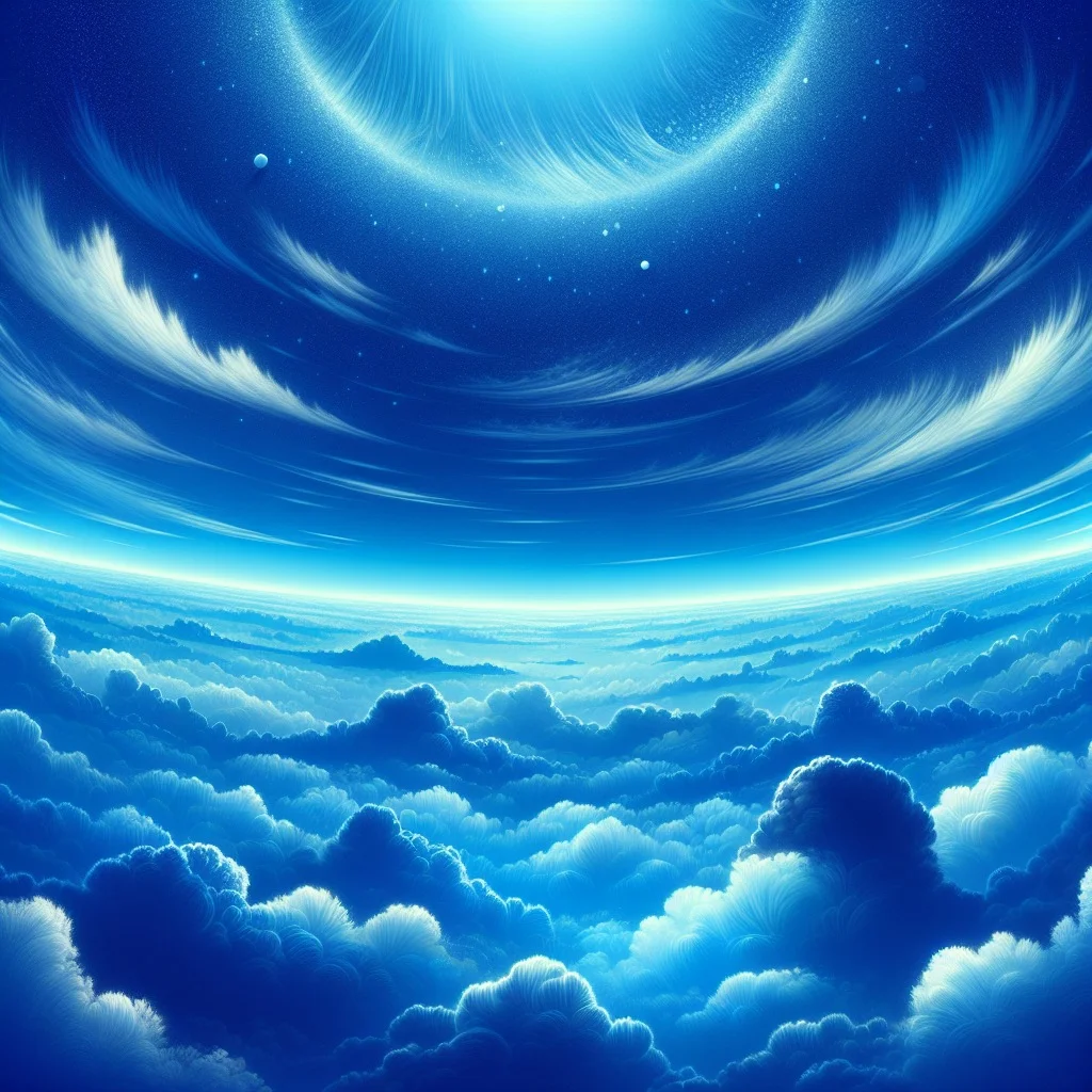 Vast blue sky with wispy clouds