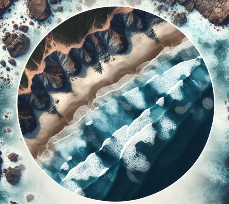 Why Ocean Water Is Salty 2 An aerial view of the ocean revealing waves gently crashing onto the shore